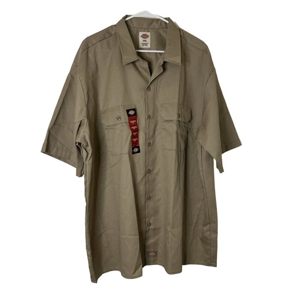 Dickies 2XL Original Khaki Men's Work Shirt Button-Down NEW - Picture 1 of 15